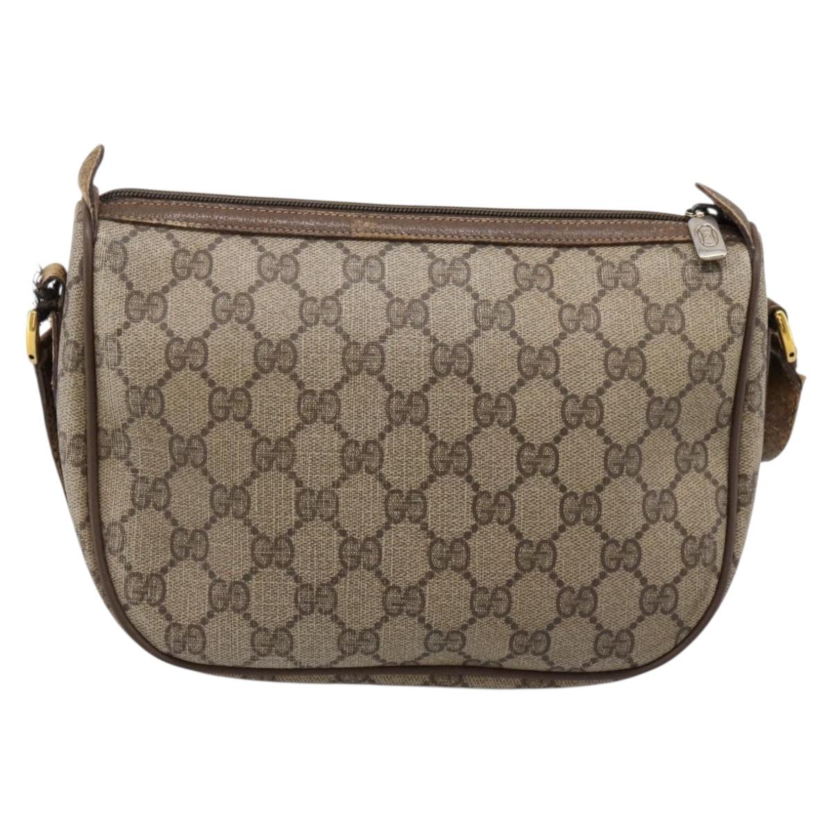 GUCCI GG Supreme Web Sherry Line Bag PVC Beige Gold 56 02 032 Auth 198534