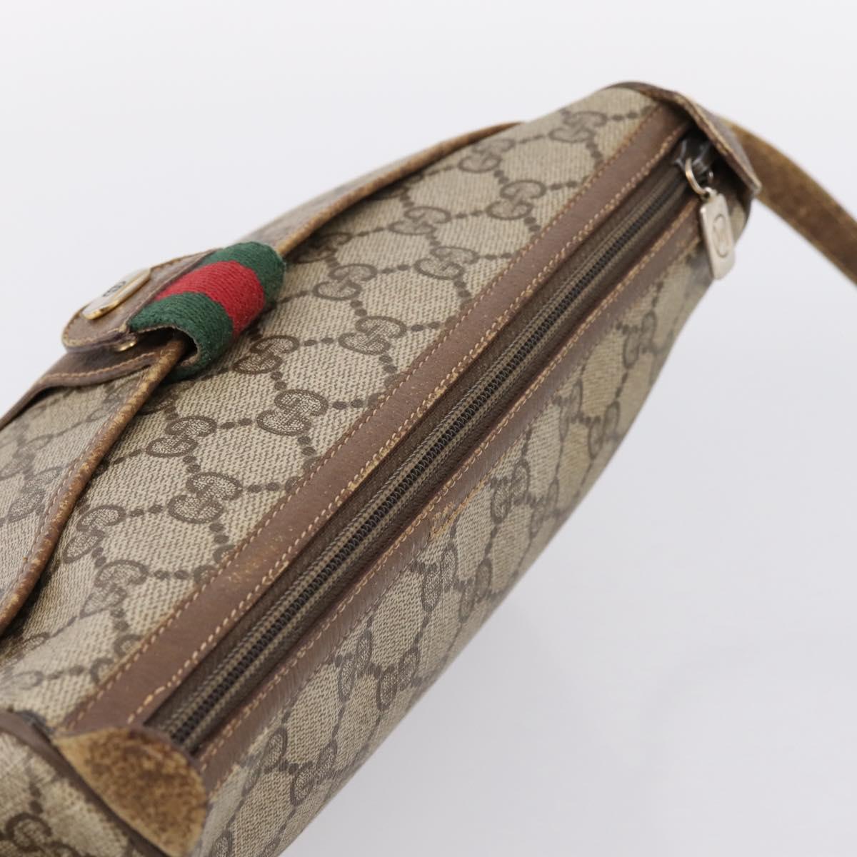 GUCCI GG Supreme Web Sherry Line Bag PVC Beige Gold 56 02 032 Auth 198534