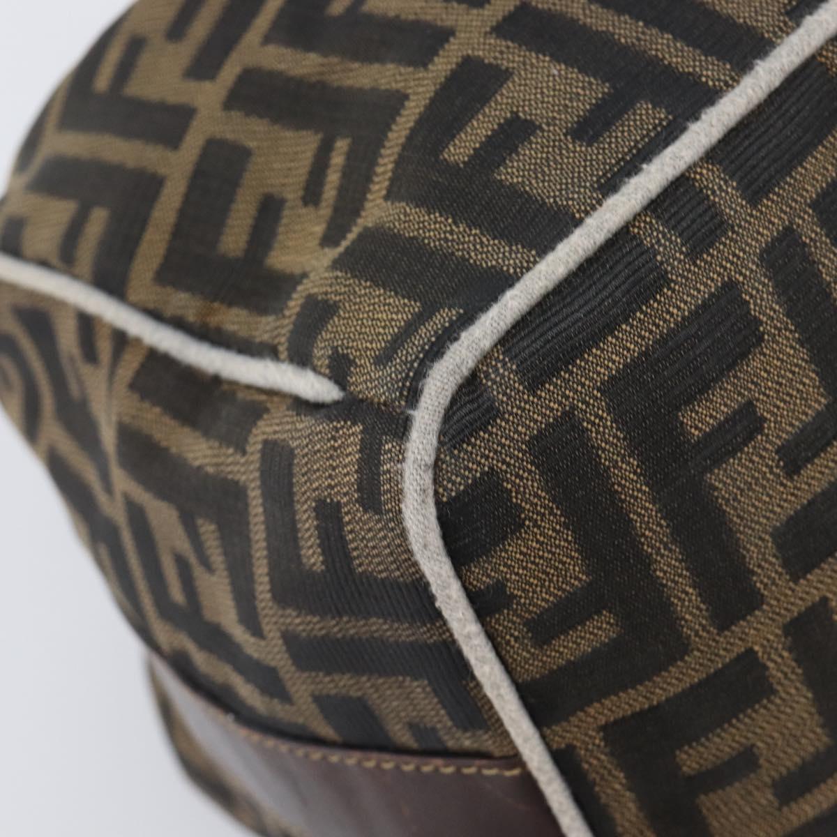 FENDI Zucca Canvas Vanity Hand Bag Black Brown Auth 198536