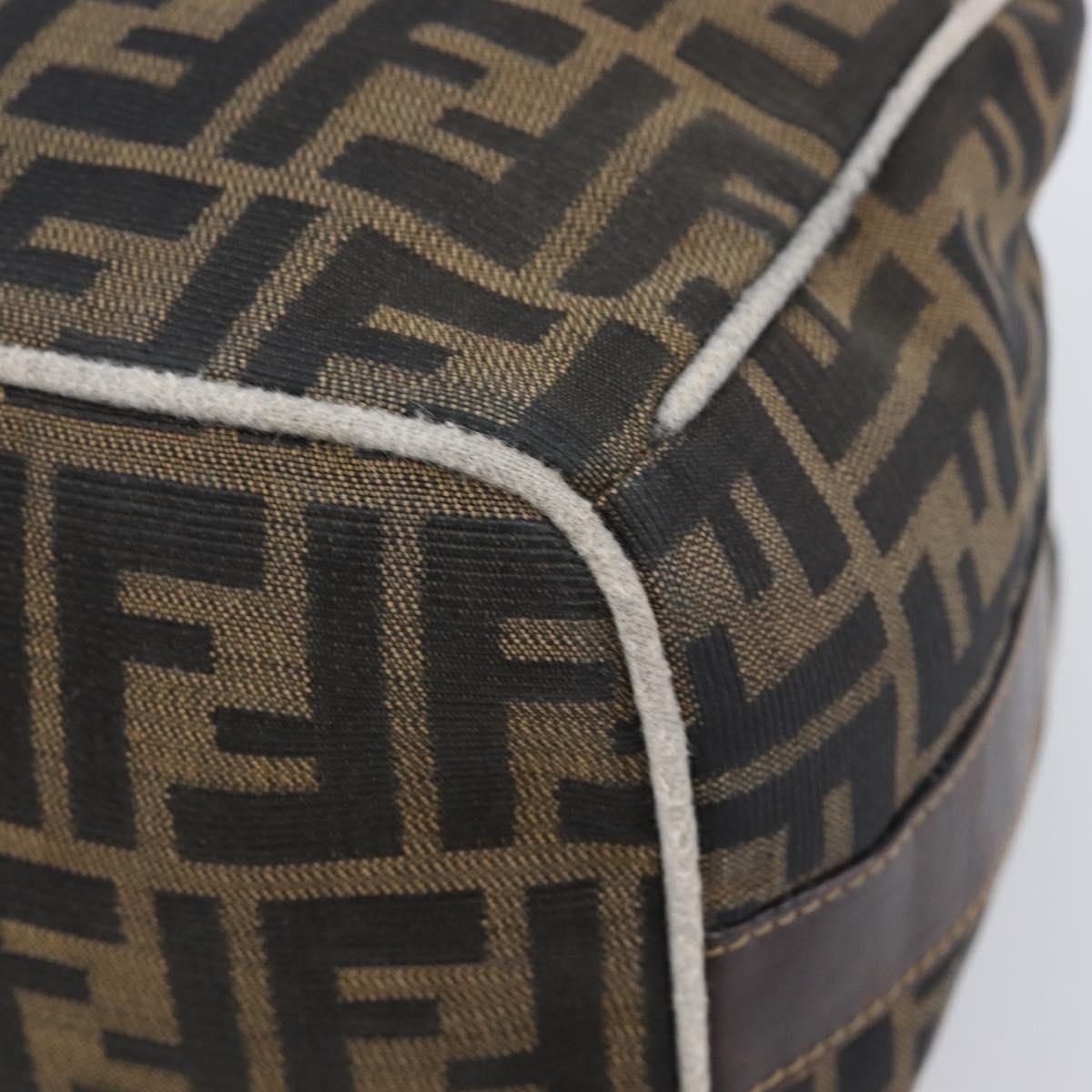 FENDI Zucca Canvas Vanity Hand Bag Black Brown Auth 198536