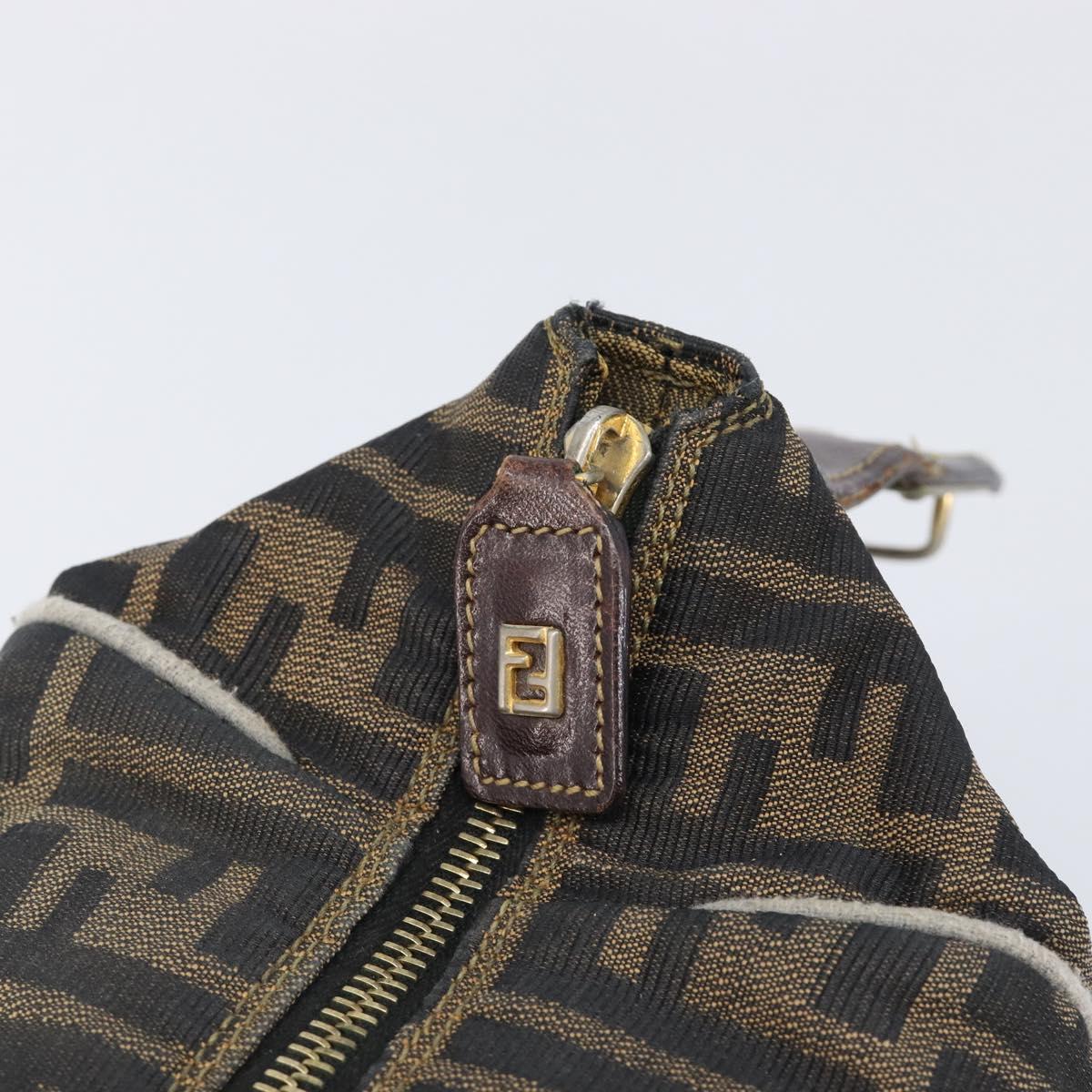 FENDI Zucca Canvas Vanity Hand Bag Black Brown Auth 198536