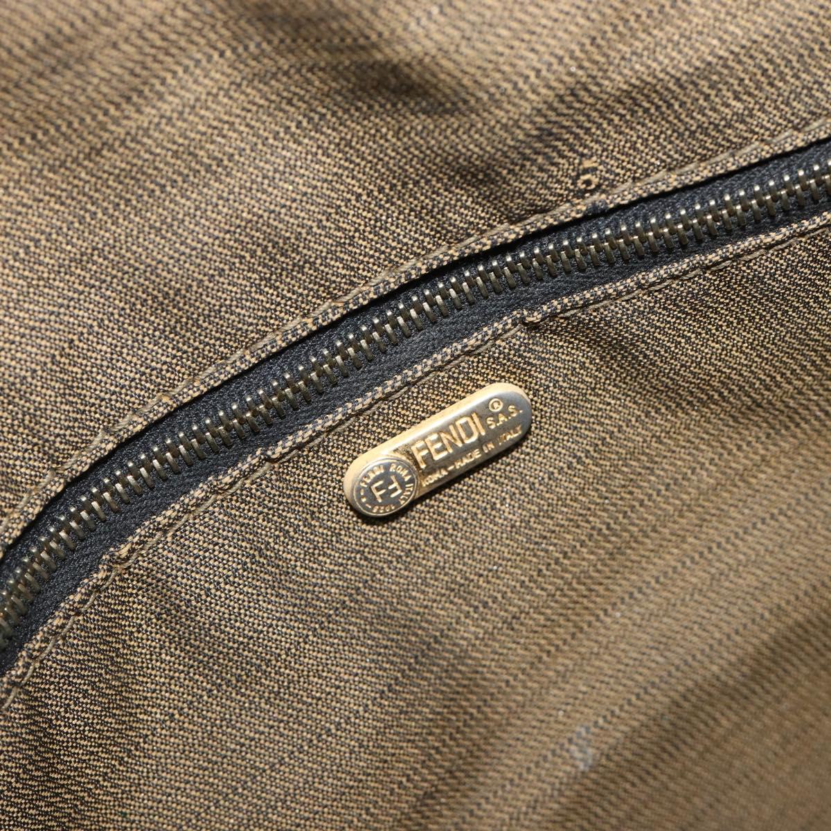 FENDI Zucca Canvas Vanity Hand Bag Black Brown Auth 198536