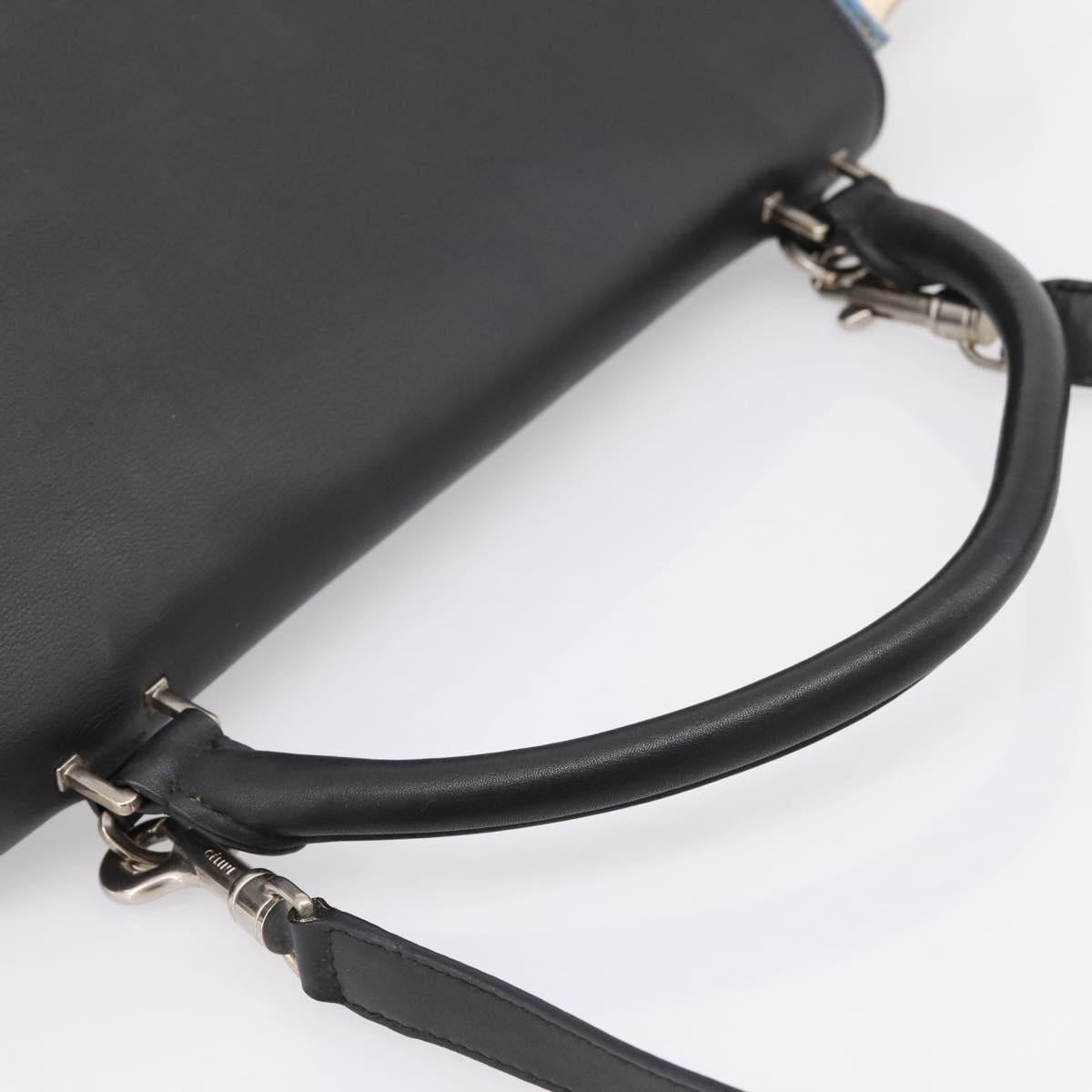 CELINE Trapeze Hand Bag Wool 2way Beige Silver Auth 198538V