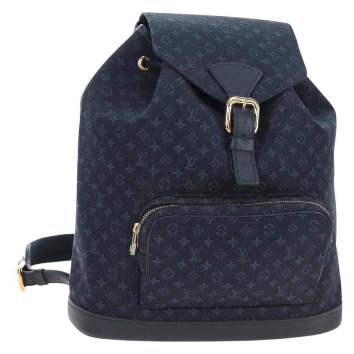 LOUIS VUITTON Monogram Mini Montsouris GM Backpack TST Blue M92455 Auth 198542V