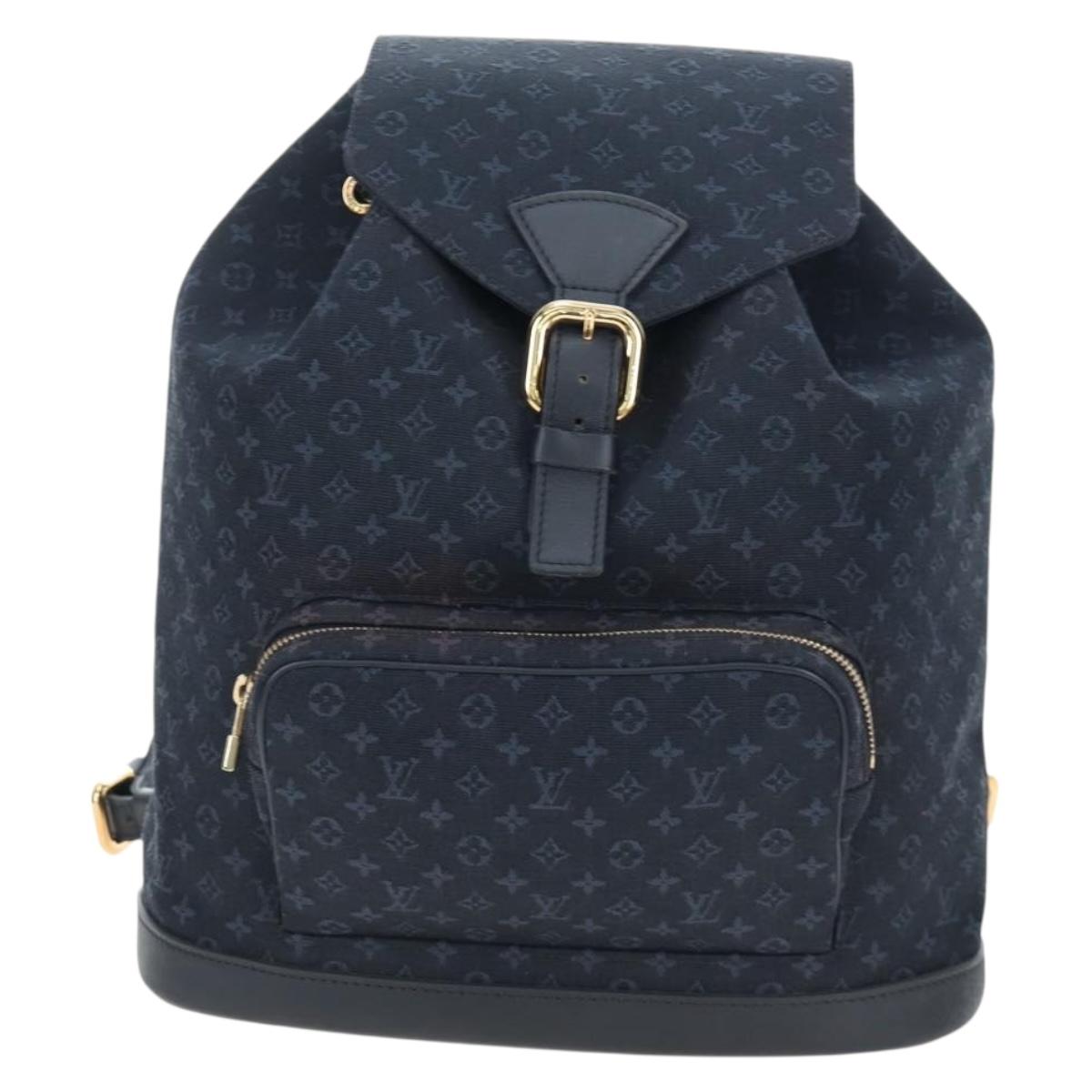 LOUIS VUITTON Monogram Mini Montsouris GM Backpack TST Blue M92455 Auth 198542V