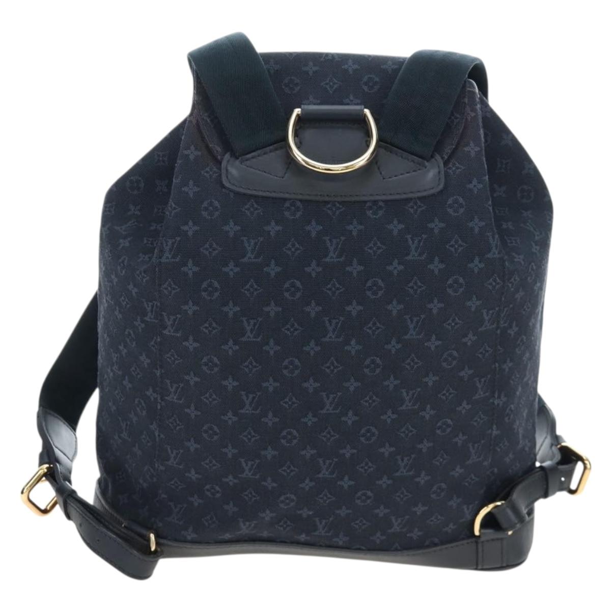 LOUIS VUITTON Monogram Mini Montsouris GM Backpack TST Blue M92455 Auth 198542V