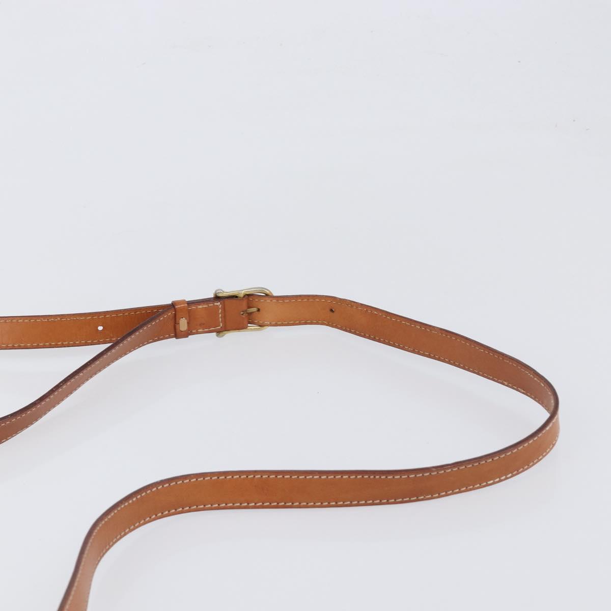 CELINE Macadam Shoulder Bag PVC Leather Beige Gold Tone Auth 198545