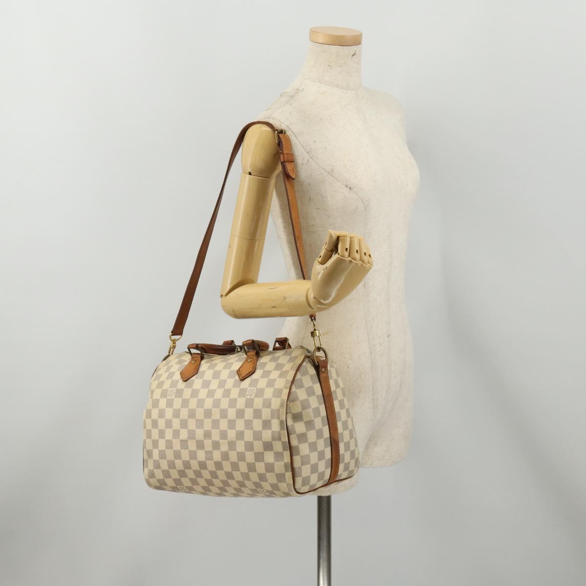 LOUIS VUITTON Damier Azur Speedy Bandouliere 30 Bag 2way N41052 LV Auth 198546