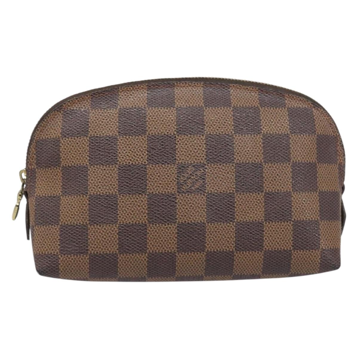 LOUIS VUITTON Damier Ebene Pochette Cosmetic PM Pouch N47516 LV Auth 198553