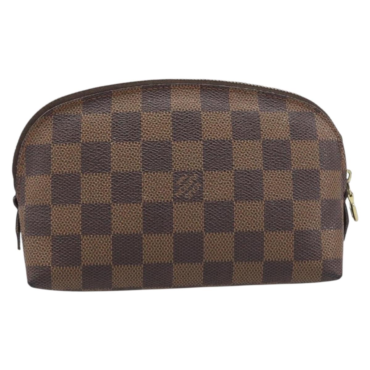 LOUIS VUITTON Damier Ebene Pochette Cosmetic PM Pouch N47516 LV Auth 198553