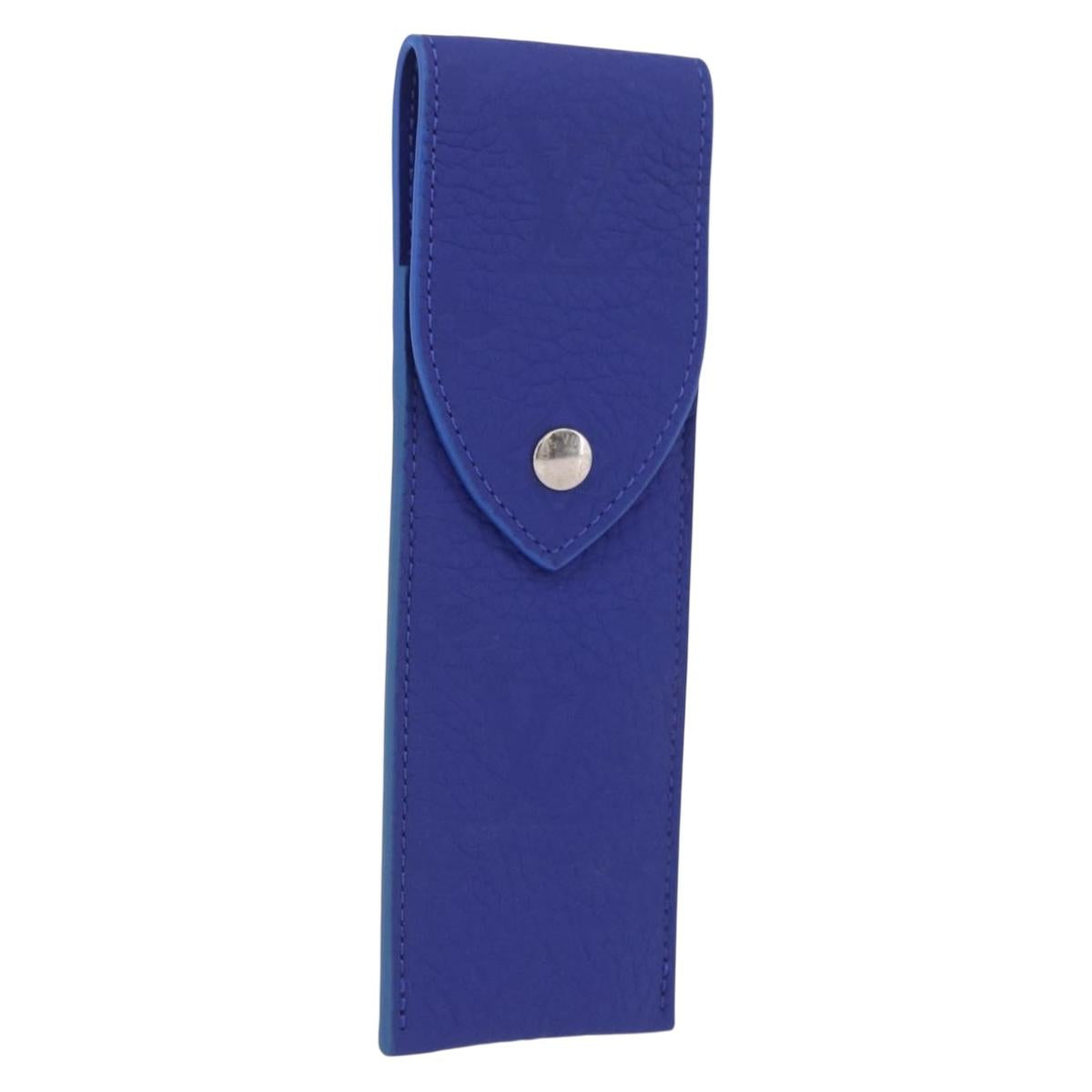 LOUIS VUITTON Monogram Emboss Pen Case Blue GI1199 LV Auth 198556M