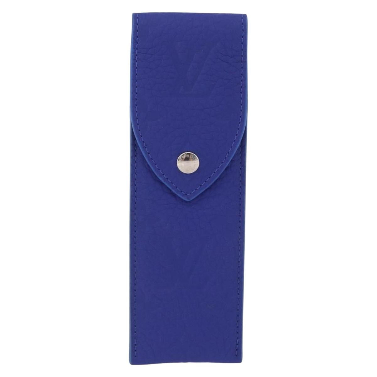 LOUIS VUITTON Monogram Emboss Pen Case Blue GI1199 LV Auth 198556M