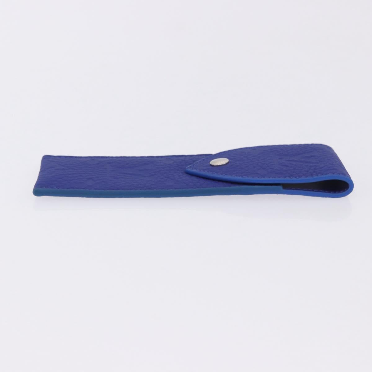 LOUIS VUITTON Monogram Emboss Pen Case Blue GI1199 LV Auth 198556M