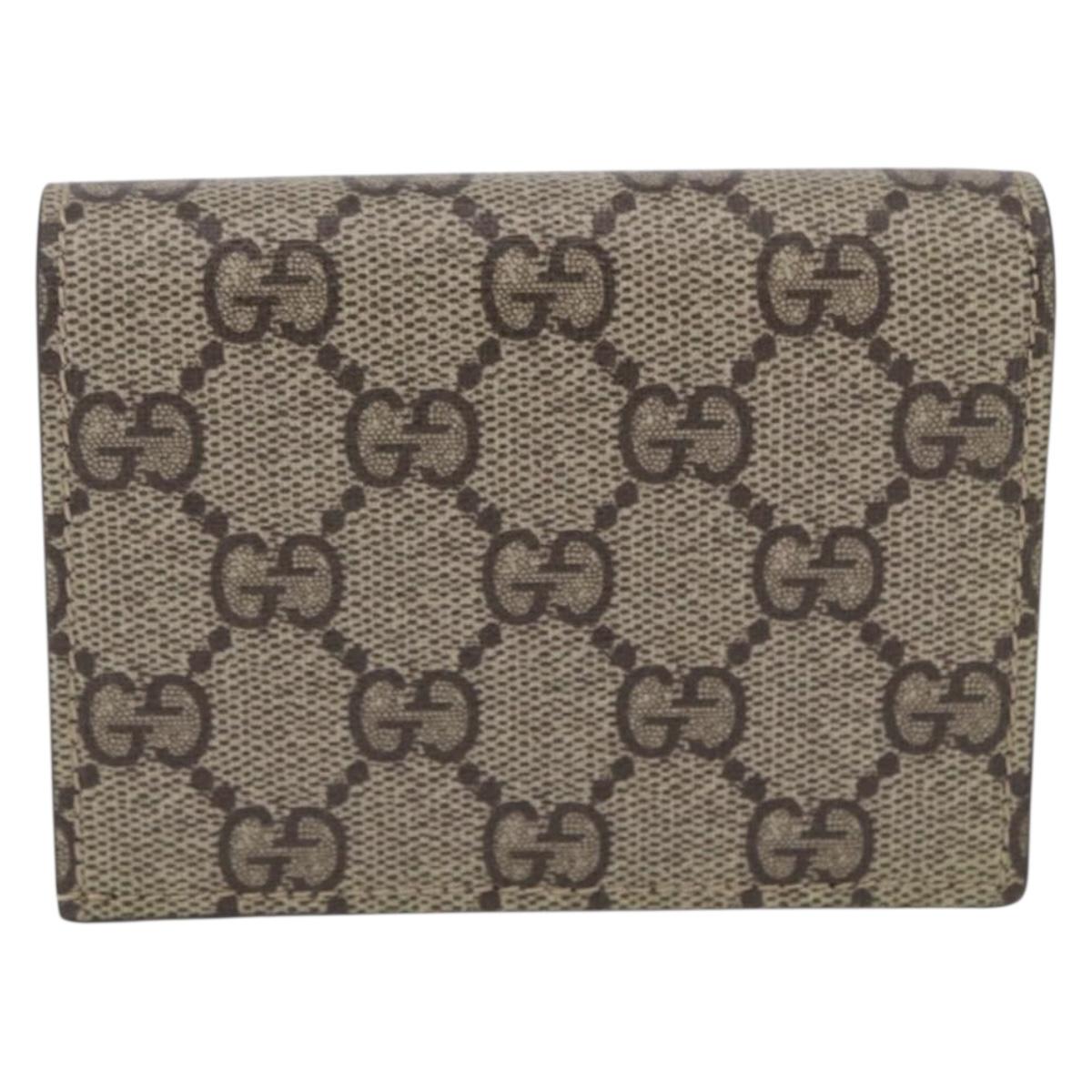 GUCCI BNF GG Supreme Compact Wallet PVC Leather Beige Yellow 701009 Auth 198557M