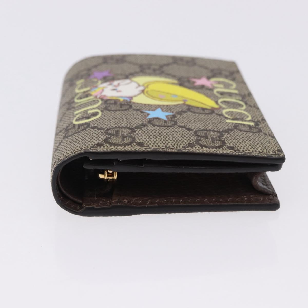 GUCCI BNF GG Supreme Compact Wallet PVC Leather Beige Yellow 701009 Auth 198557M
