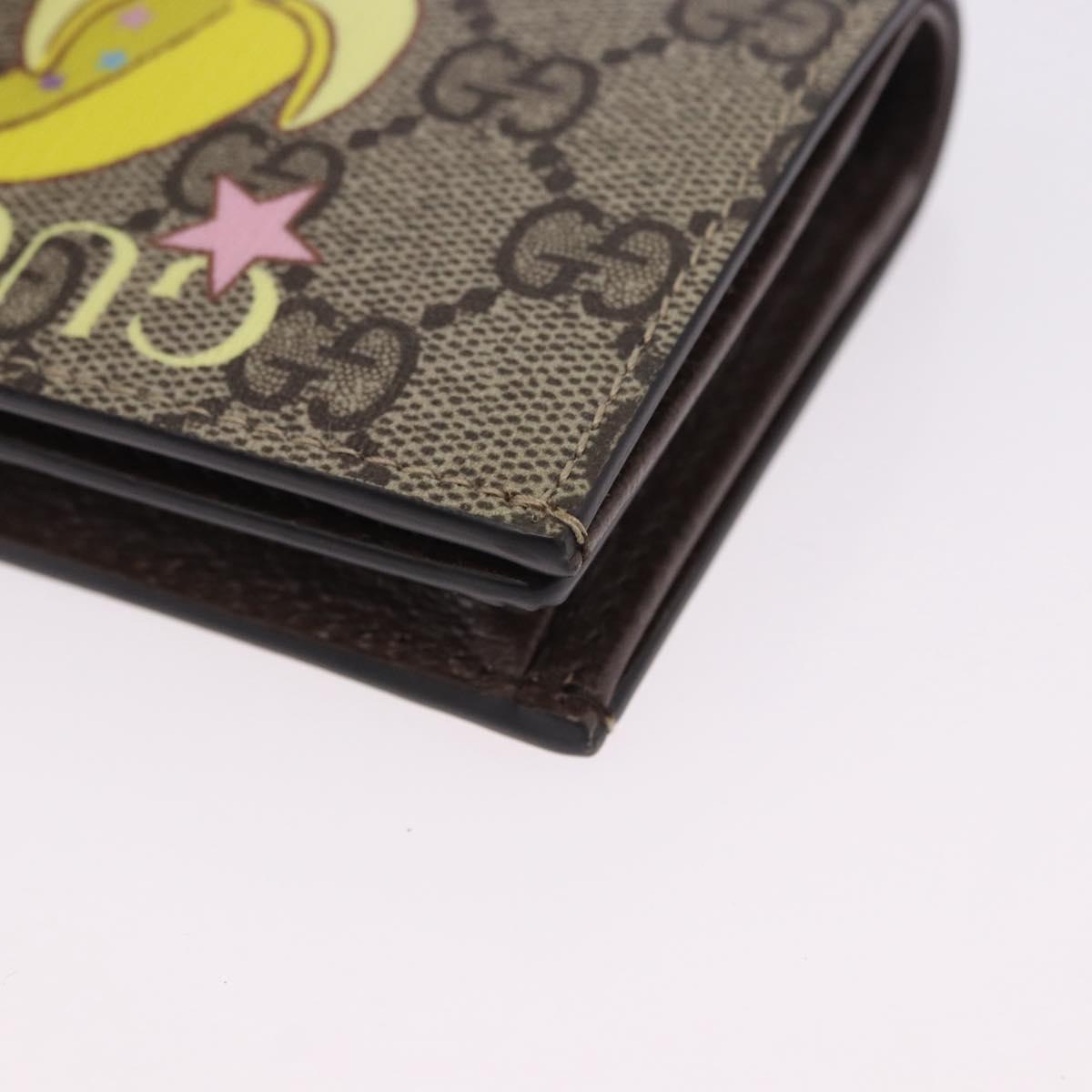 GUCCI BNF GG Supreme Compact Wallet PVC Leather Beige Yellow 701009 Auth 198557M