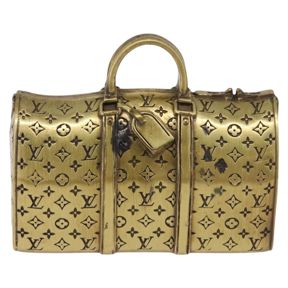 LOUIS VUITTON Monogram Keepall Motif Paperweight Metal Gold Tone LV Auth 198558A