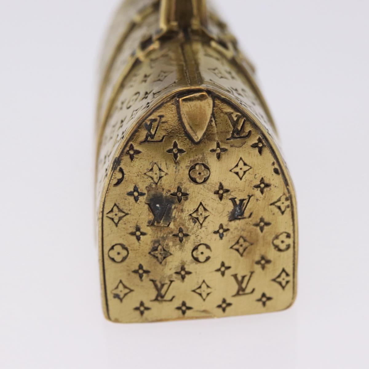 LOUIS VUITTON Monogram Keepall Motif Paperweight Metal Gold Tone LV Auth 198558A
