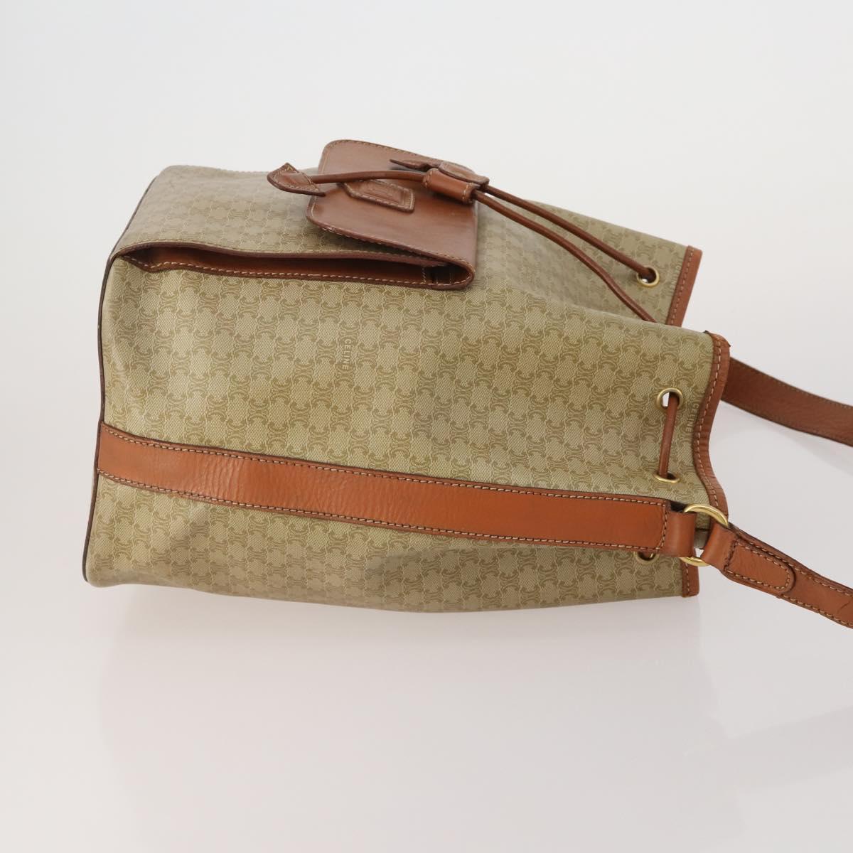 CELINE Macadam Canvas Shoulder Bag PVC Leather 3 Set Brown Beige Auth 198572