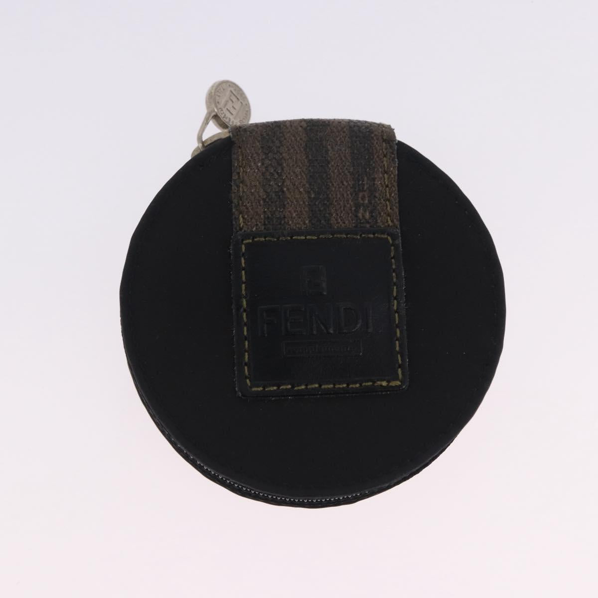 FENDI Zucca Canvas Wallet Nylon 2 Set Brown Black Auth 198577