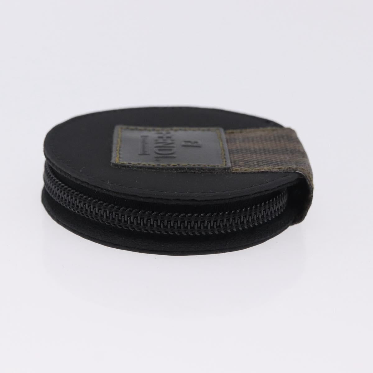 FENDI Zucca Canvas Wallet Nylon 2 Set Brown Black Auth 198577