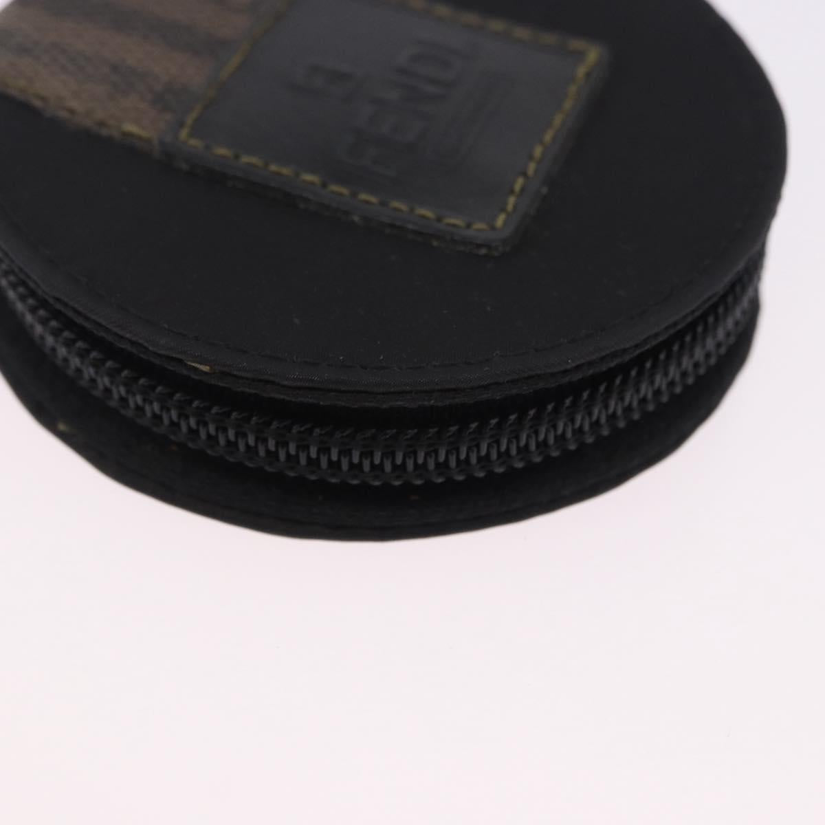 FENDI Zucca Canvas Wallet Nylon 2 Set Brown Black Auth 198577
