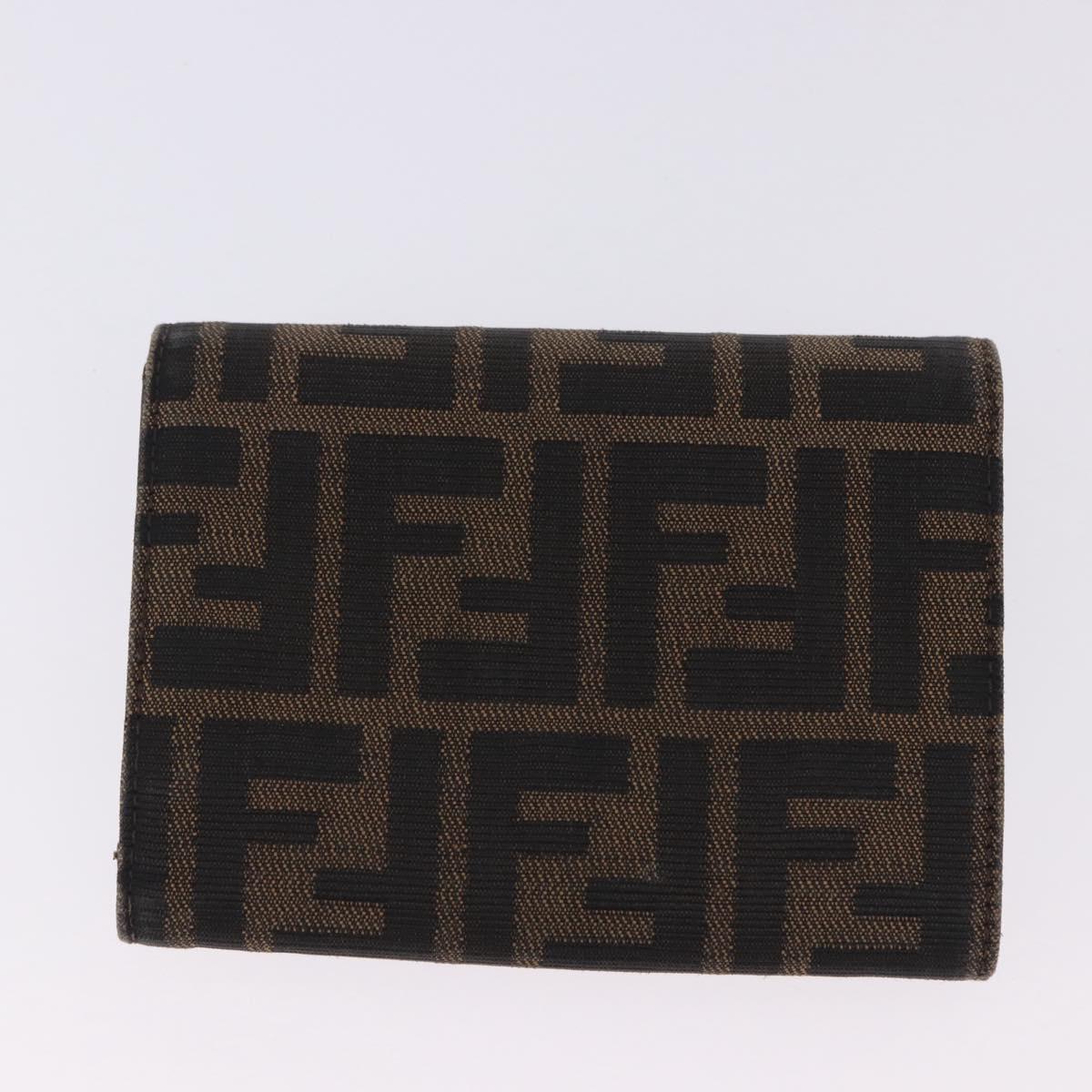 FENDI Zucca Canvas Wallet Nylon 2 Set Brown Black Auth 198577