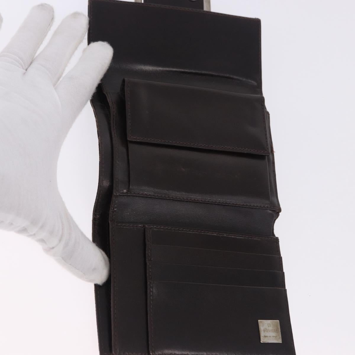 FENDI Zucca Canvas Wallet Nylon 2 Set Brown Black Auth 198577