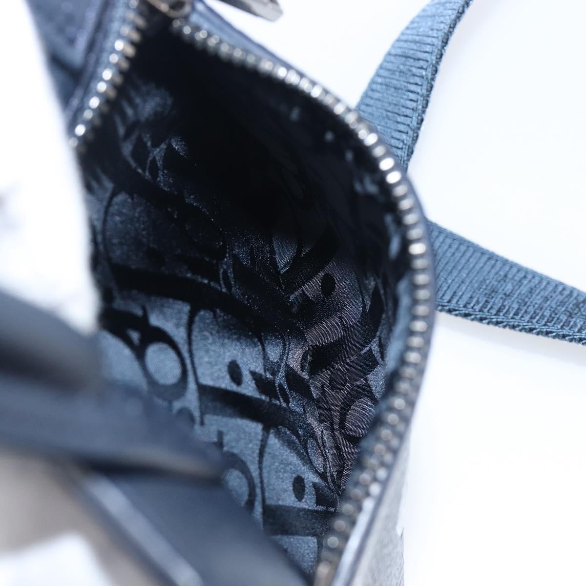 Christian Dior North South Hand Bag Leather 2way Navy Silver Auth 198600M