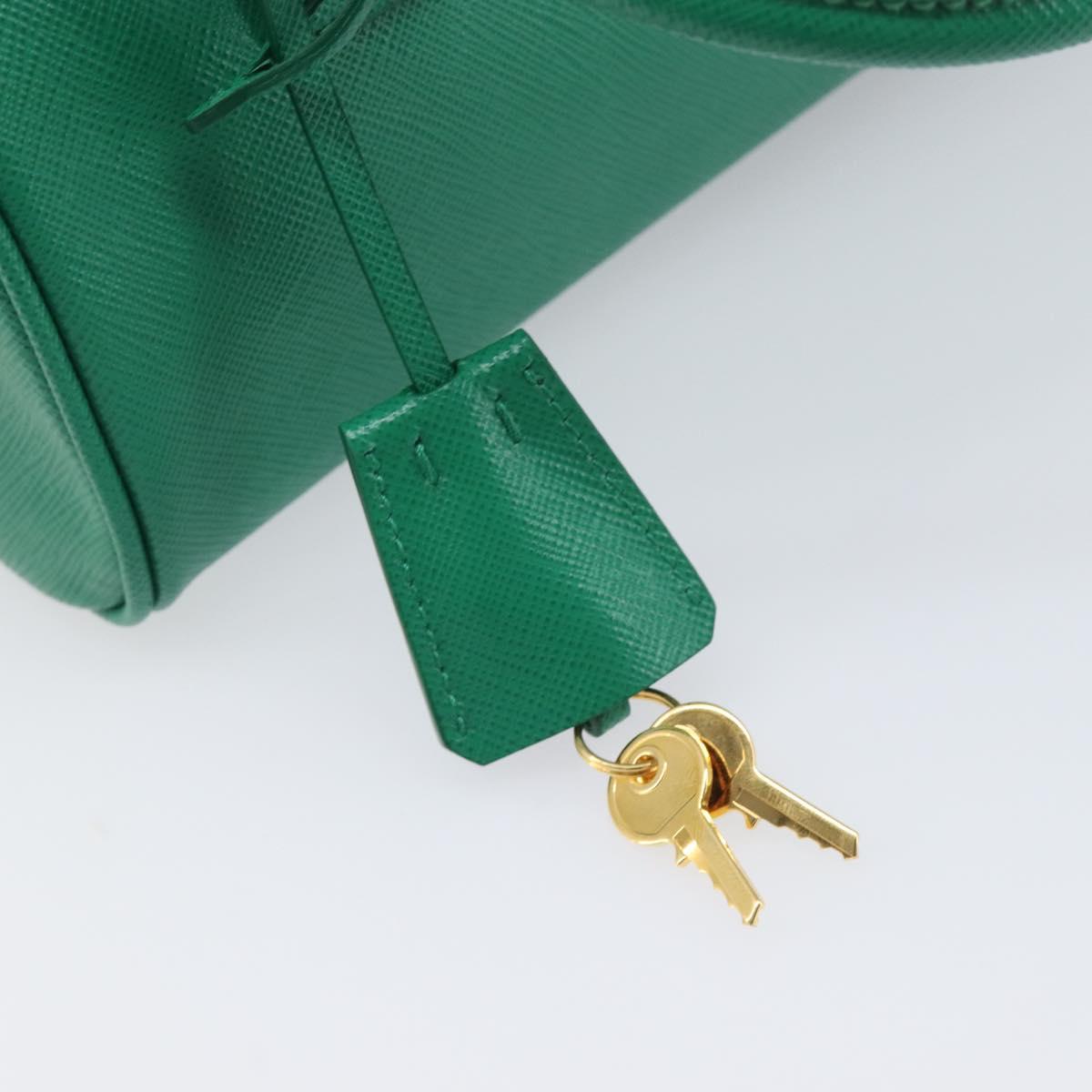 PRADA Hand Bag Safiano Leather 2way Green Gold Auth 198602SAV