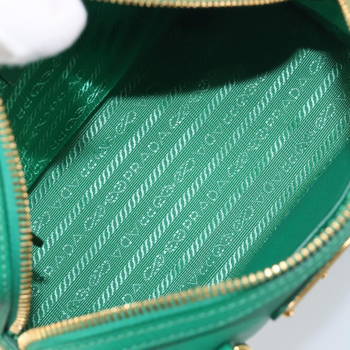 PRADA Hand Bag Safiano Leather 2way Green Gold Auth 198602SAV