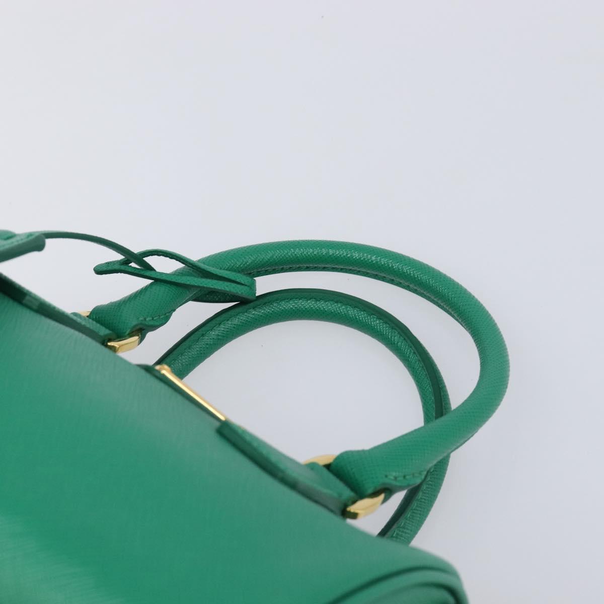 PRADA Hand Bag Safiano Leather 2way Green Gold Auth 198602SAV