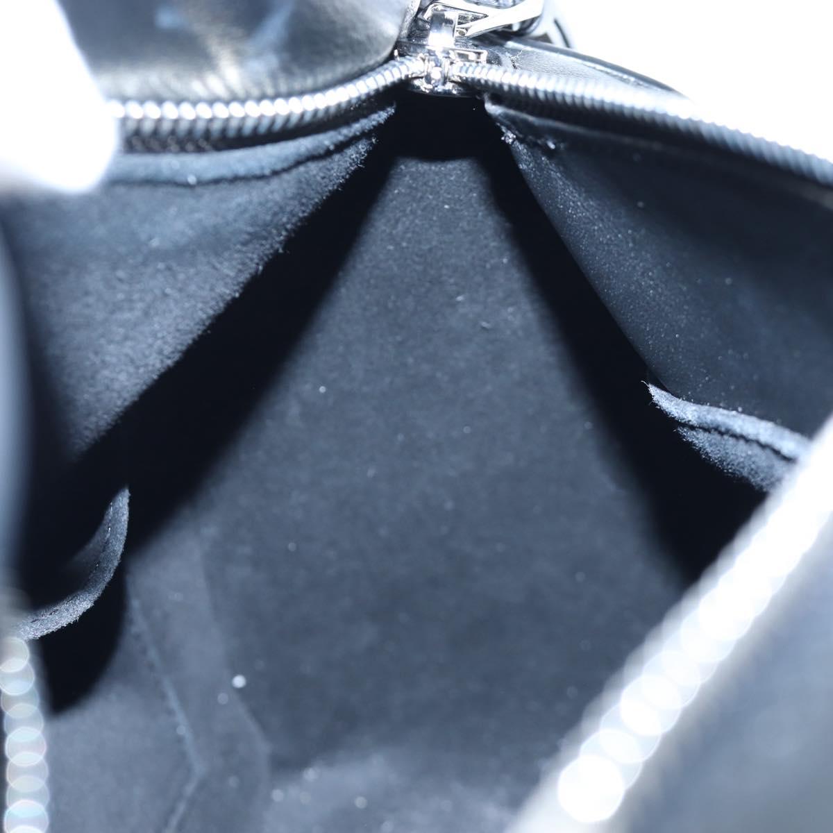 LOEWE Puzzle 10 Puzzle Bag Small Leather 2way Black Silver Auth 198606SM