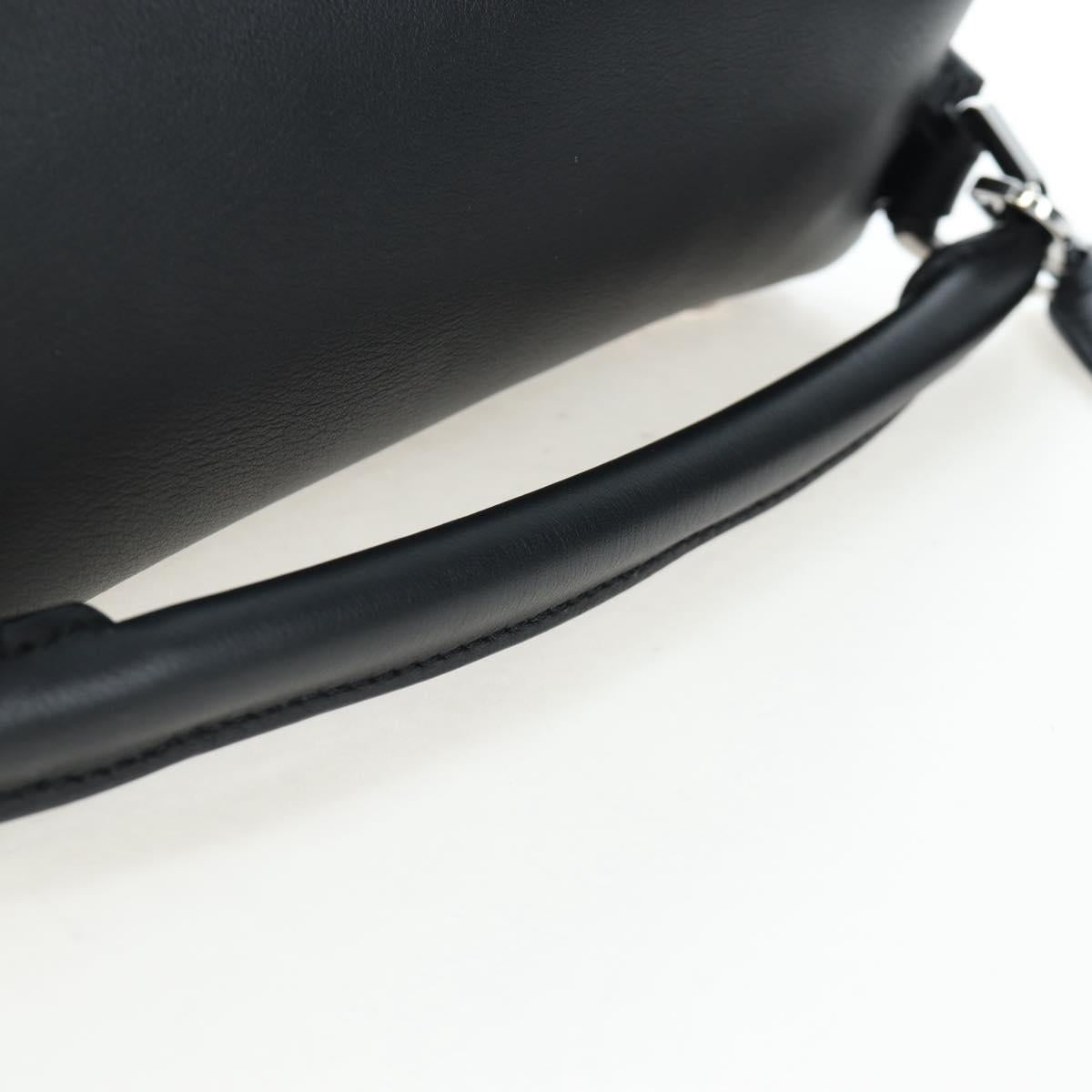 LOEWE Puzzle 10 Puzzle Bag Small Leather 2way Black Silver Auth 198606SM