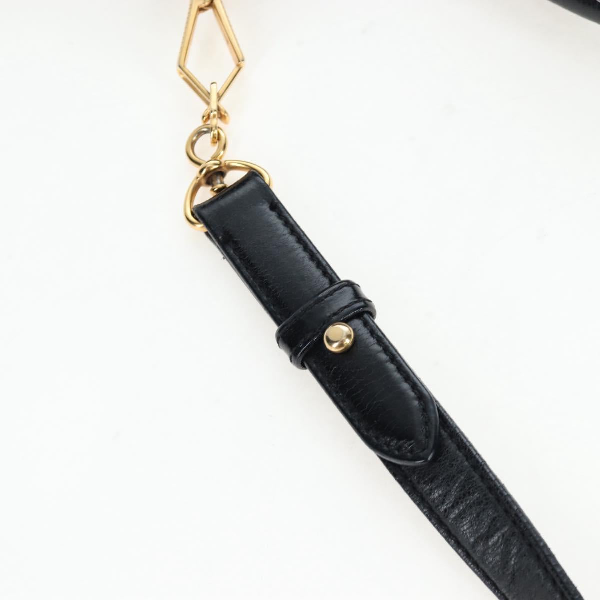 Miu Miu Vitterodino Hand Bag Leather 2way Black Gold Auth 198607V