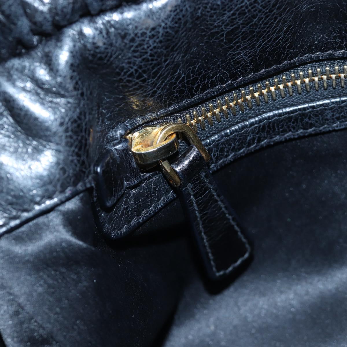Miu Miu Vitterodino Hand Bag Leather 2way Black Gold Auth 198607V