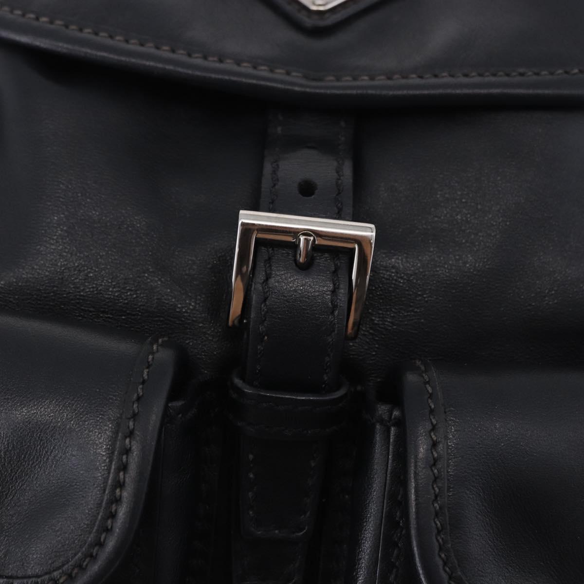 PRADA Backpack Leather Black Silver 1BZ677 Auth 198608V