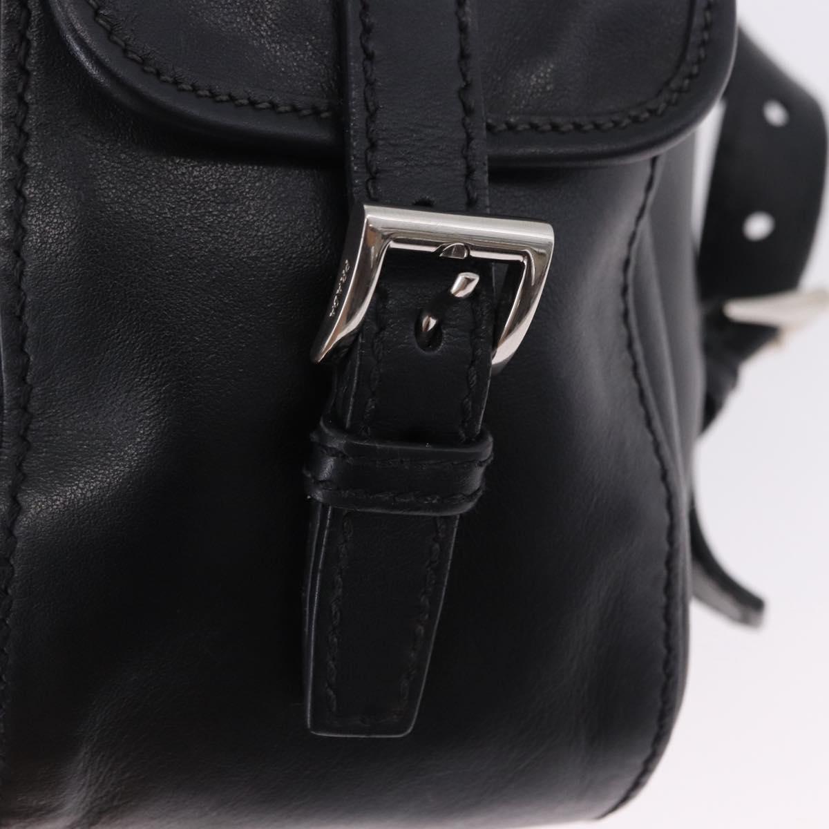 PRADA Backpack Leather Black Silver 1BZ677 Auth 198608V