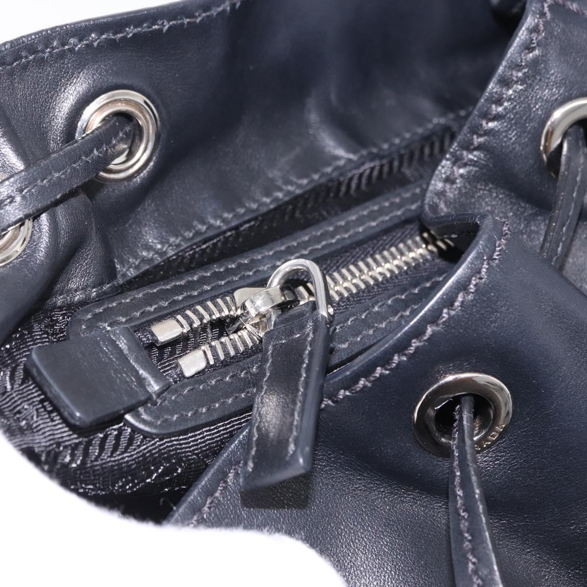 PRADA Backpack Leather Black Silver 1BZ677 Auth 198608V