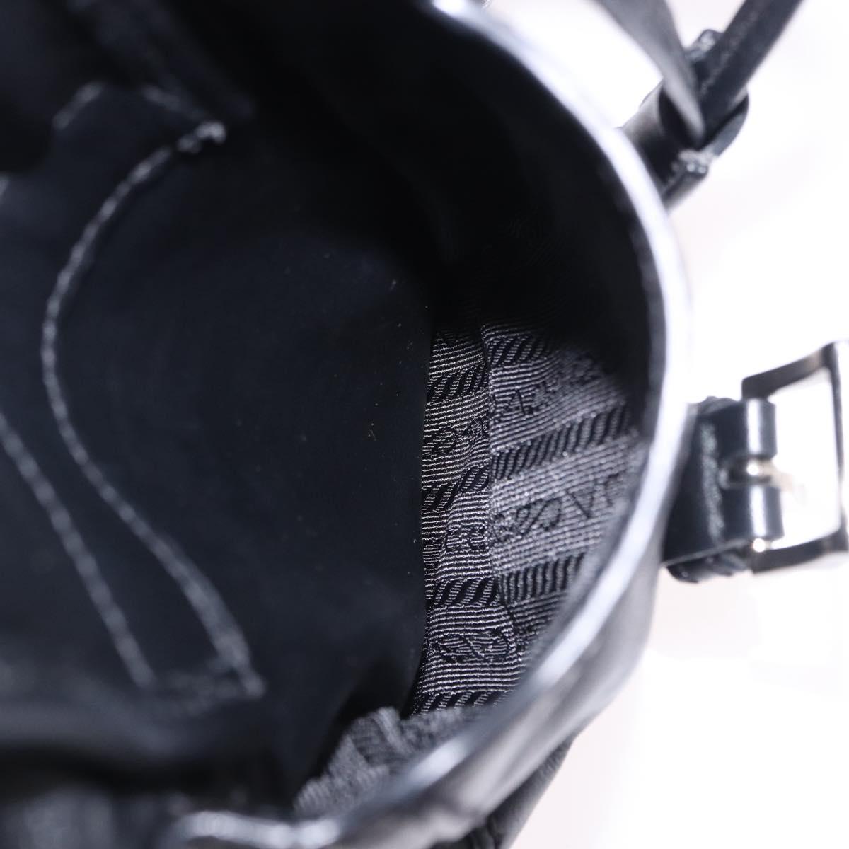 PRADA Backpack Leather Black Silver 1BZ677 Auth 198608V