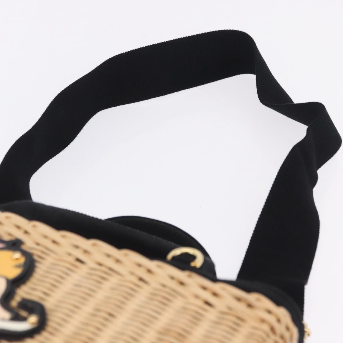 PRADA Wicker Canapa Hand Bag Rattan 2way Beige Gold 1BG835 Auth 198609SAM