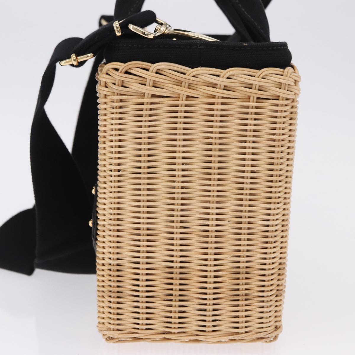 PRADA Wicker Canapa Hand Bag Rattan 2way Beige Gold 1BG835 Auth 198609SAM