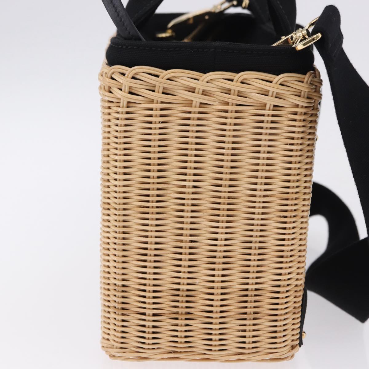 PRADA Wicker Canapa Hand Bag Rattan 2way Beige Gold 1BG835 Auth 198609SAM