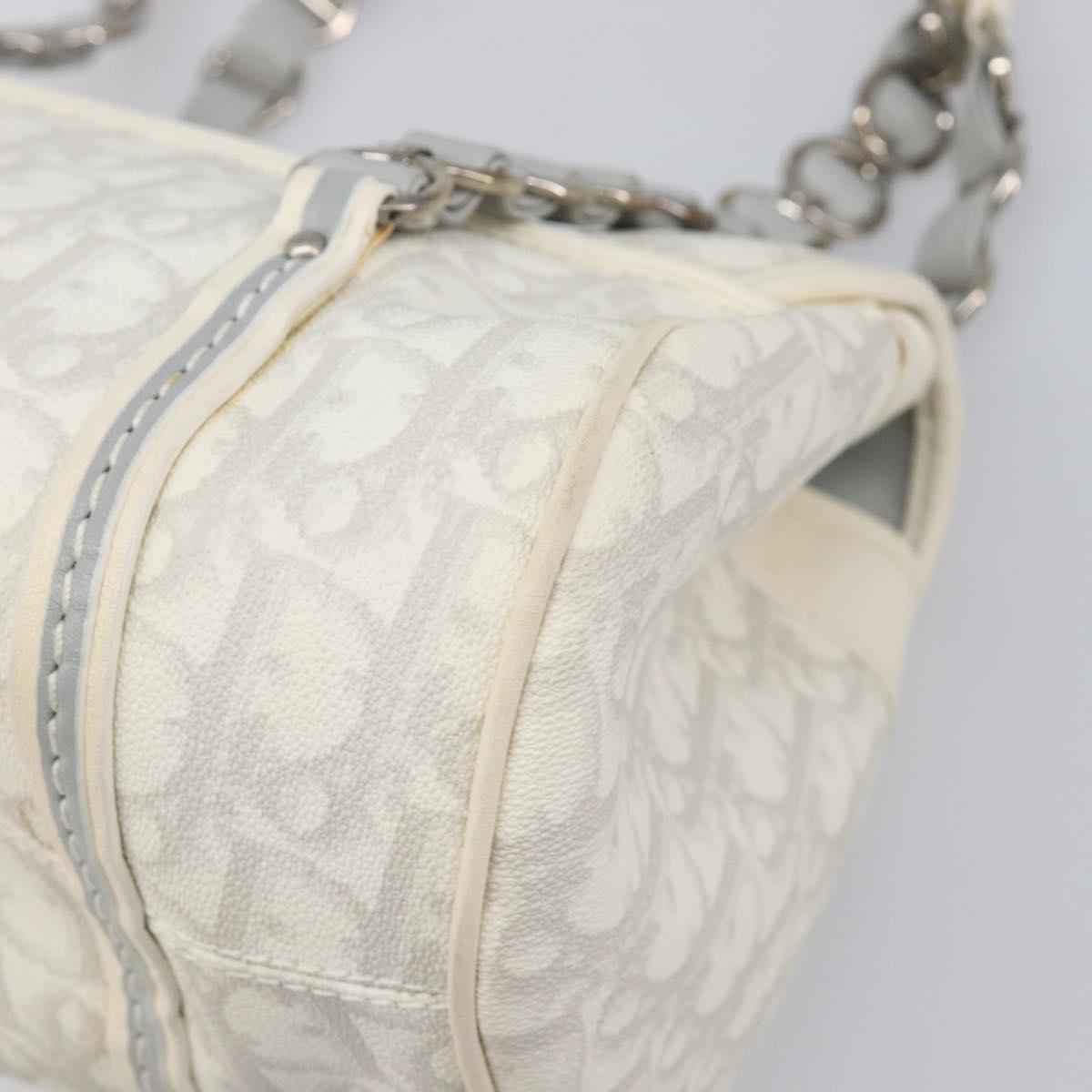 Christian Dior Trotter Canvas Romantic Bag PVC White Silver Auth 198611V