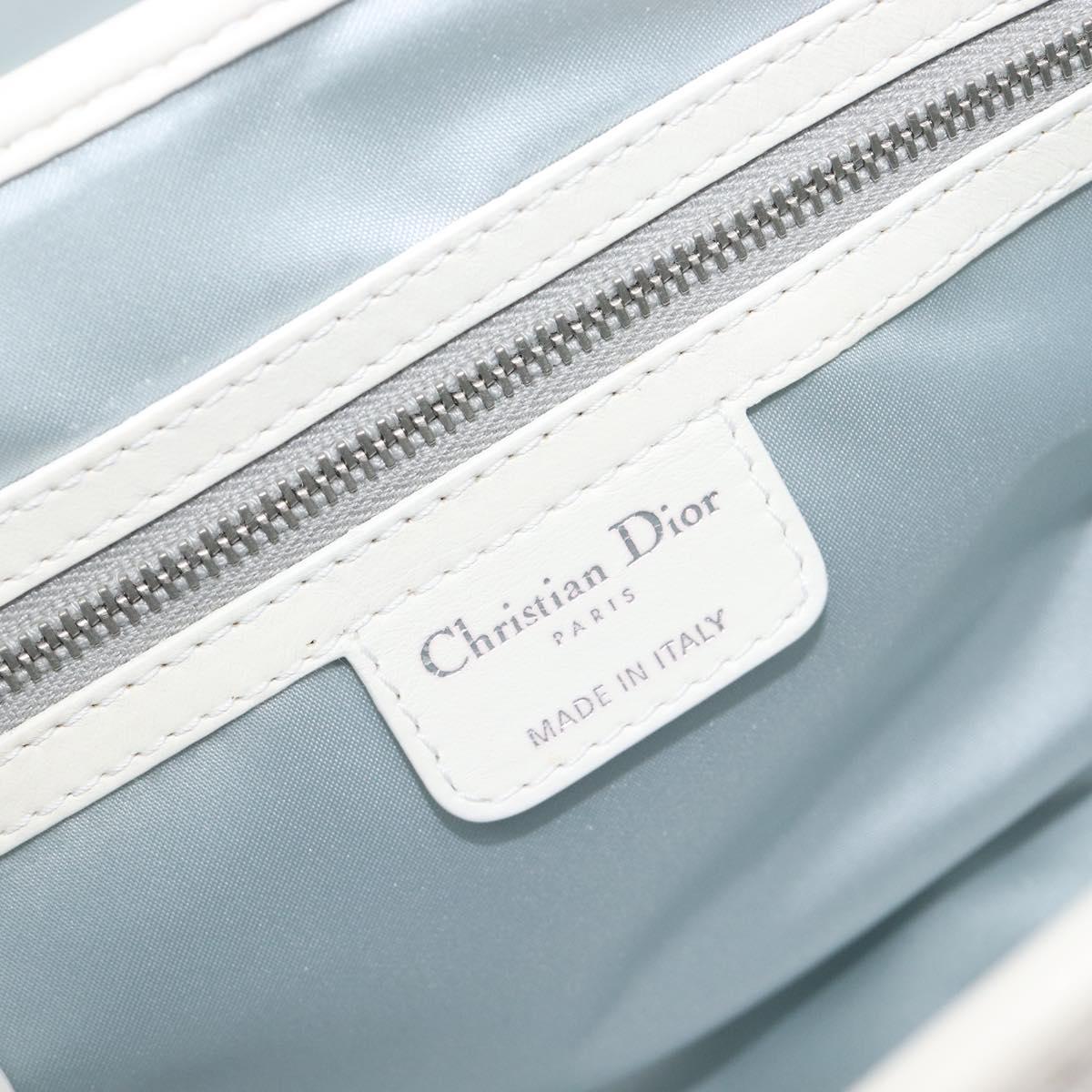 Christian Dior Trotter Canvas Romantic Bag PVC White Silver Auth 198611V