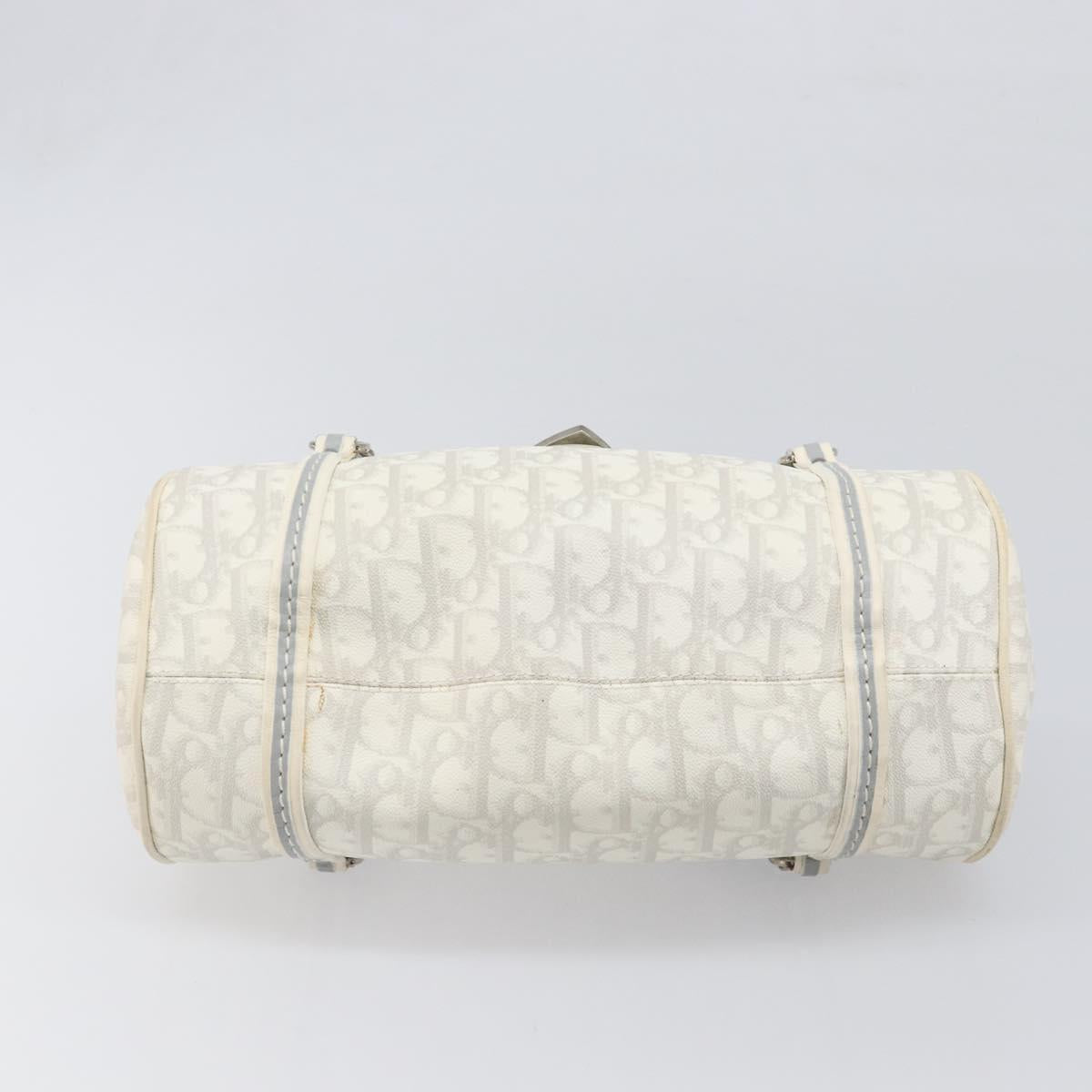 Christian Dior Trotter Canvas Romantic Bag PVC White Silver Auth 198611V
