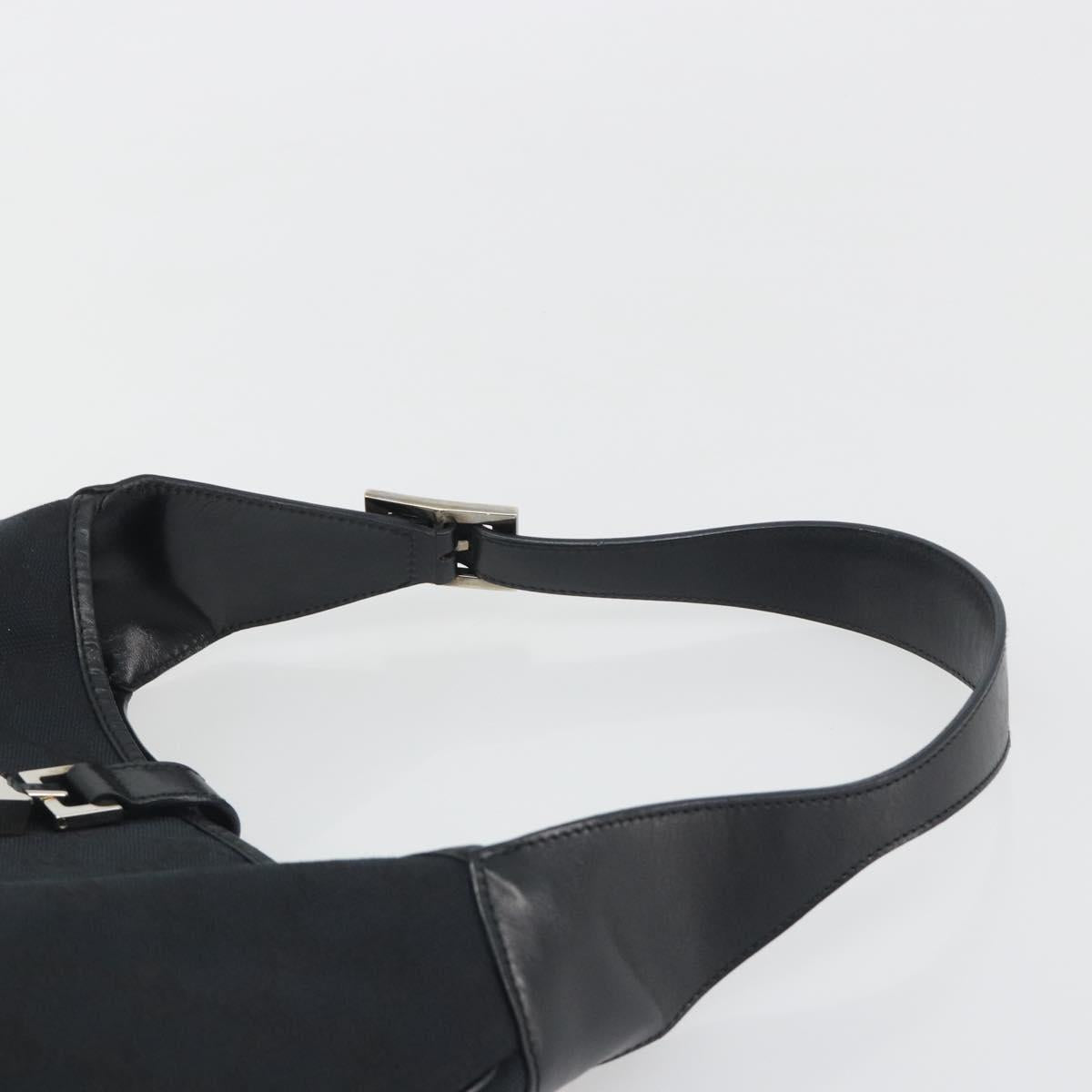 GUCCI GG Canvas Jackie Shoulder Bag Black Silver 001 3306 Auth 198620V