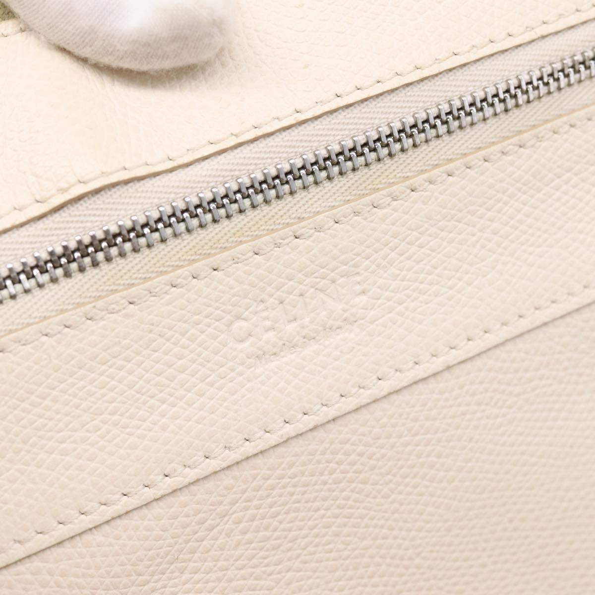 CELINE Horizontal Cabas Large Tote Bag Leather White Black Auth 198621A