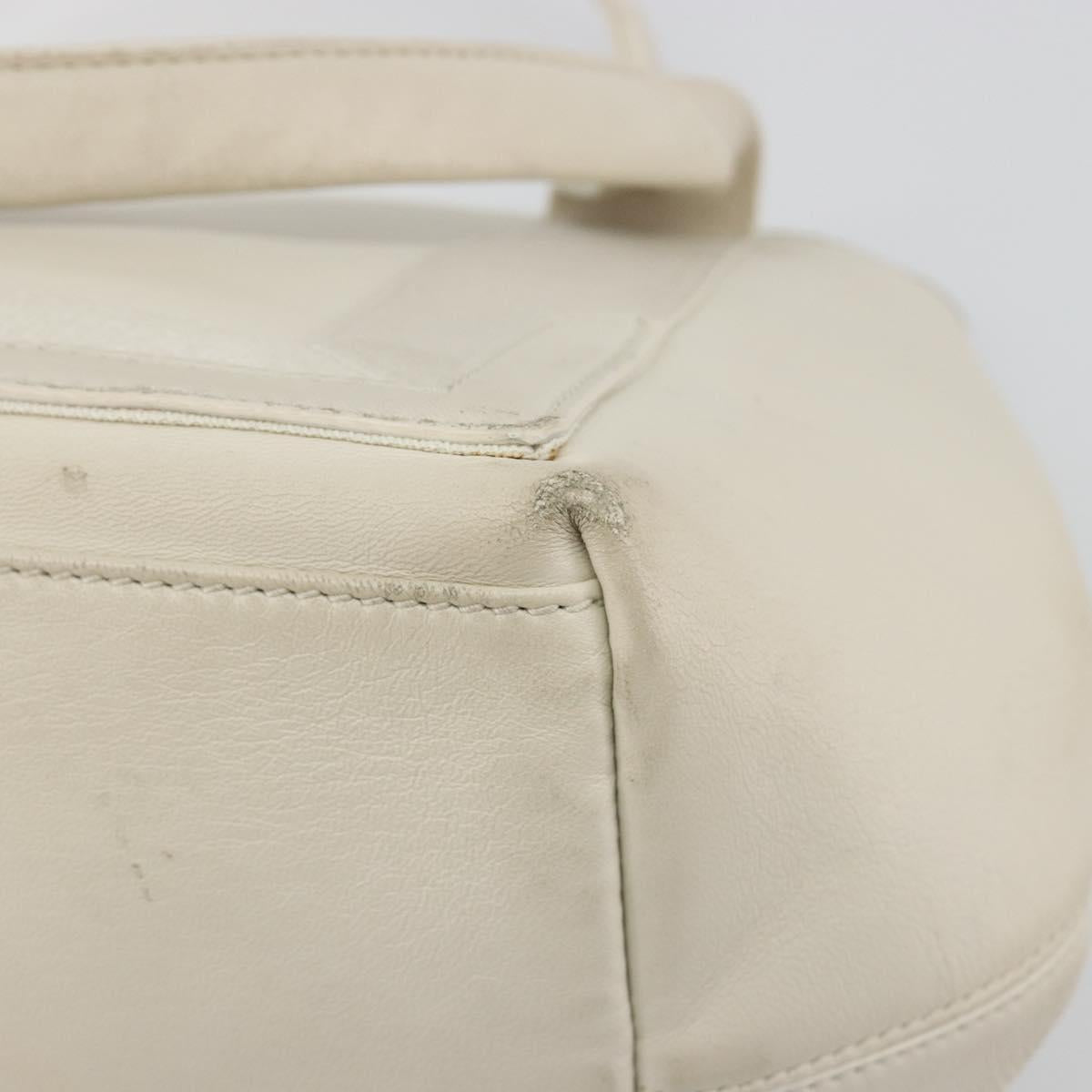 BALENCIAGA Navy Cabas S Hand Bag Leather Ivory Silver 339933 Auth 198623