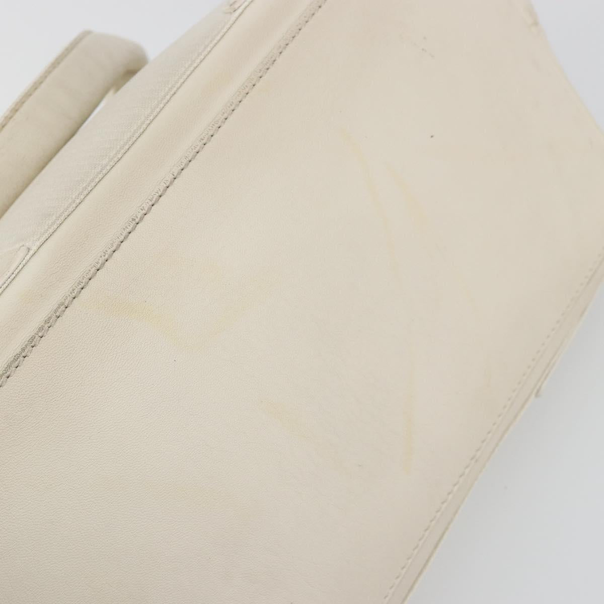 BALENCIAGA Navy Cabas S Hand Bag Leather Ivory Silver 339933 Auth 198623